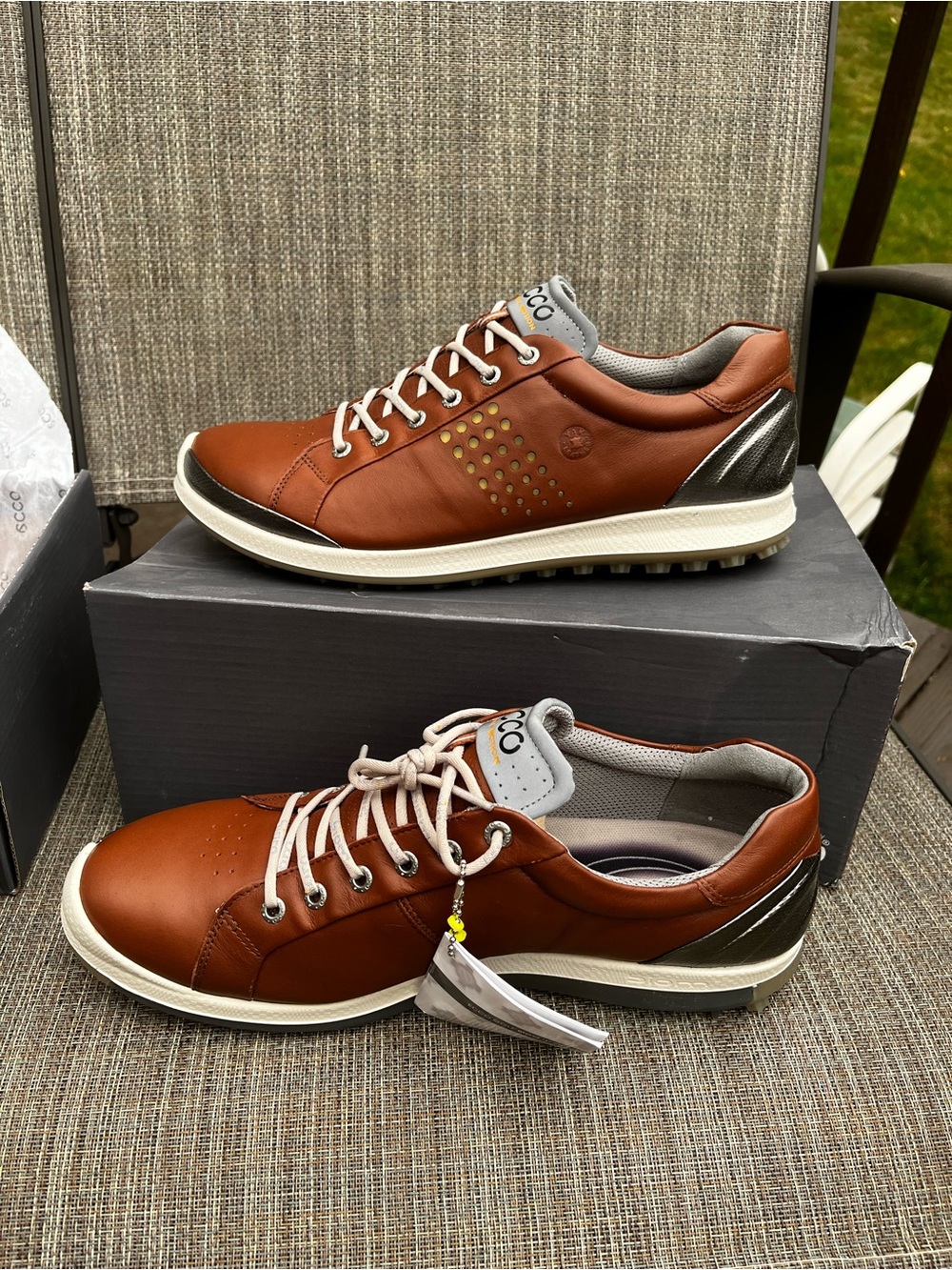 ECCO Biom Hybrid 2 Golf Shoes Men’s EU 45/US 11-11.5 NIB Yak Leather Hydromax - Picture 10 of 14